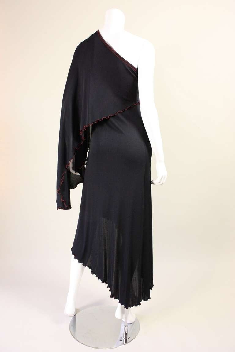 1970's Stephen Burrows One-Shouldered Jersey Dress 1