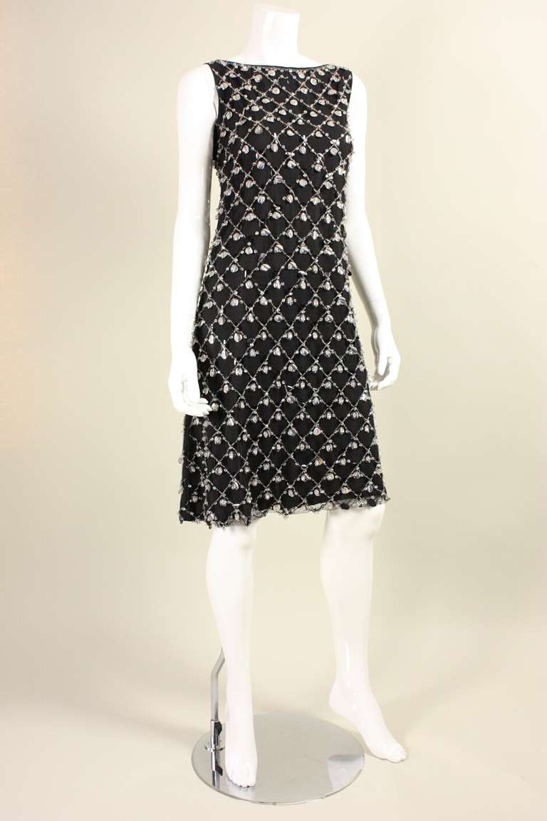 1960's Cocktail Dress with Beading In Excellent Condition In Los Angeles, CA
