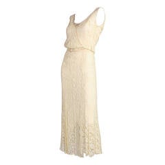 Vintage 1930's Ivory Lace Dress