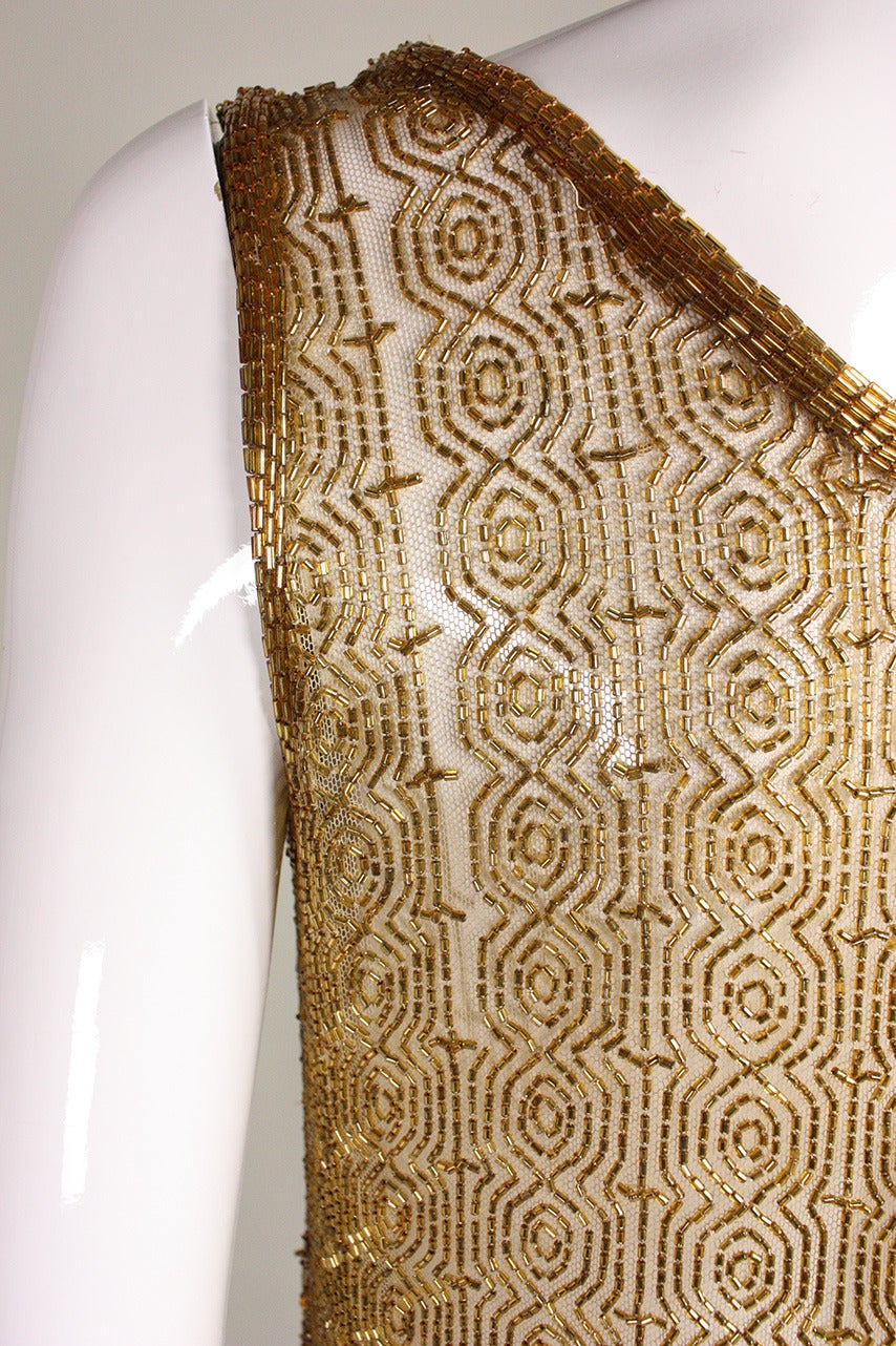 1920's Gold Beaded & Sequined Dress 3