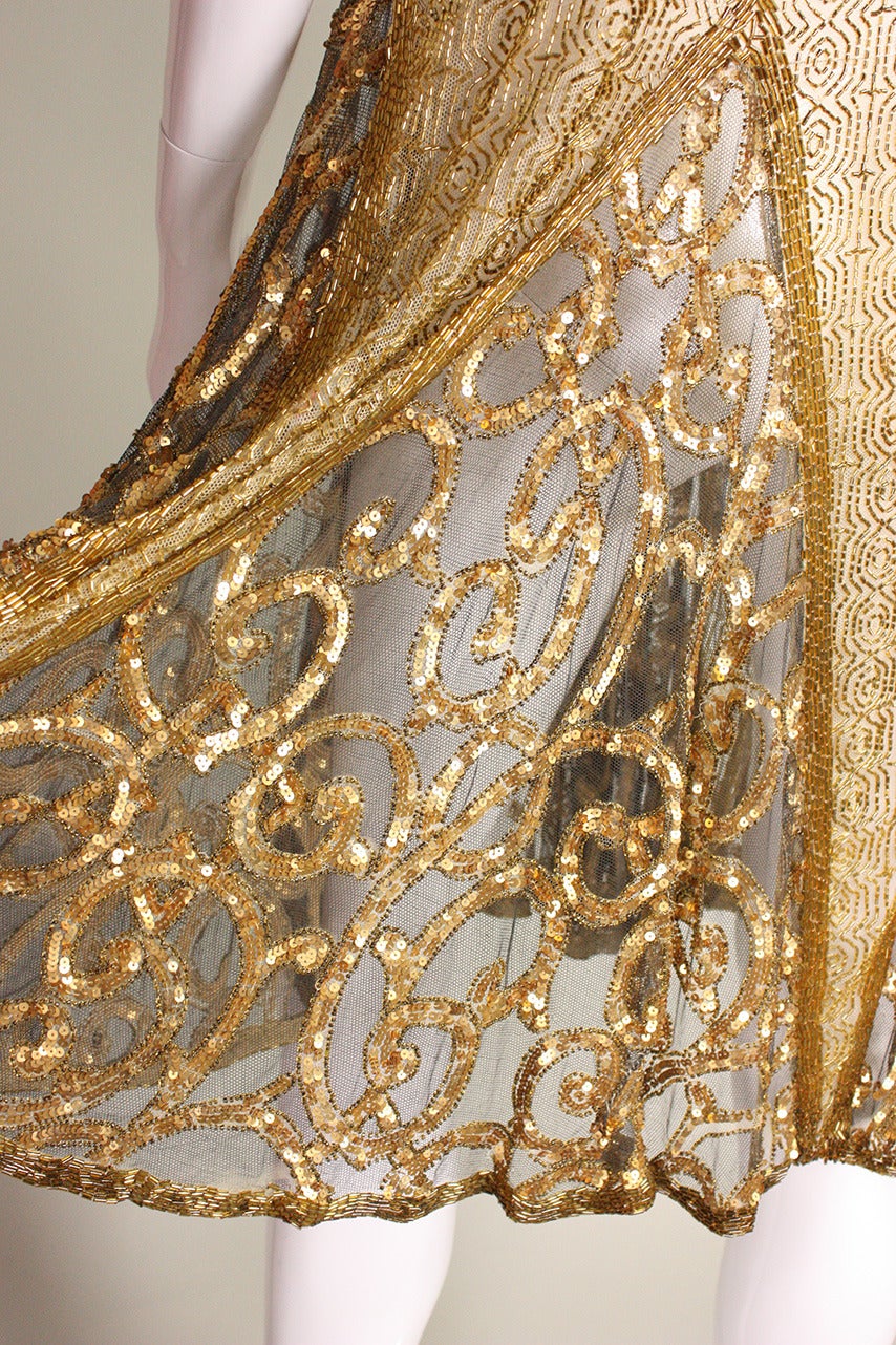 1920's Gold Beaded & Sequined Dress 5