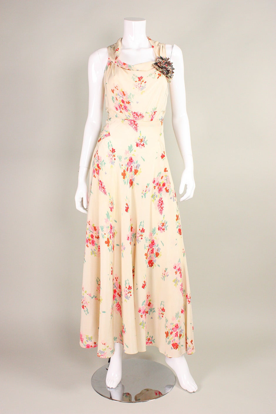 1930's Floral Bias Cut Gown