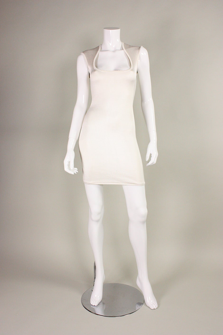 1990's Alaia White Body-Con Dress In Excellent Condition In Los Angeles, CA