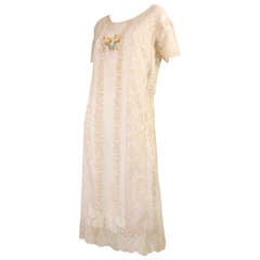 1920's Embroidered Net & Filet Lace Dress