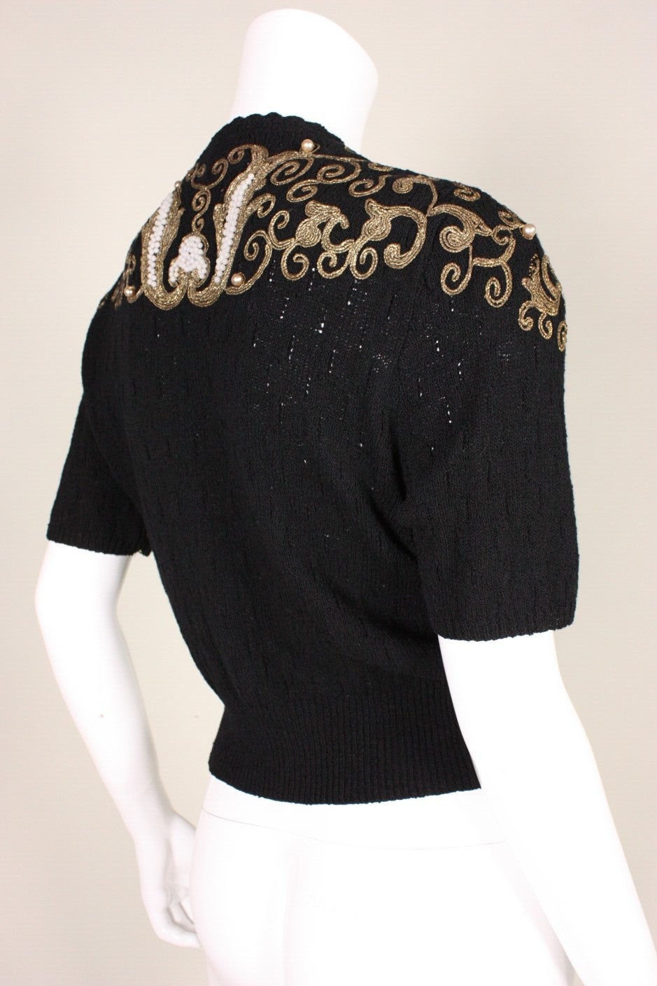 Black 1950's Sweater with Gold Bullion Trim