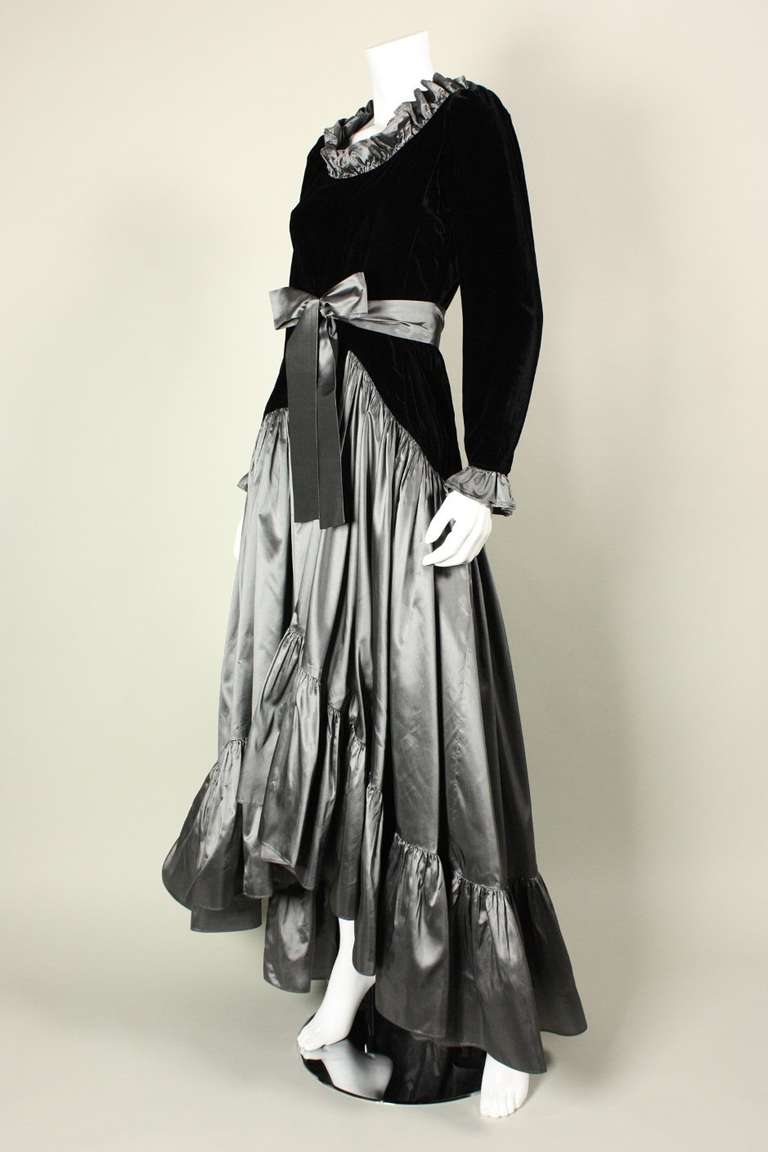 Black Yves Saint Laurent Velvet & Taffeta Gown