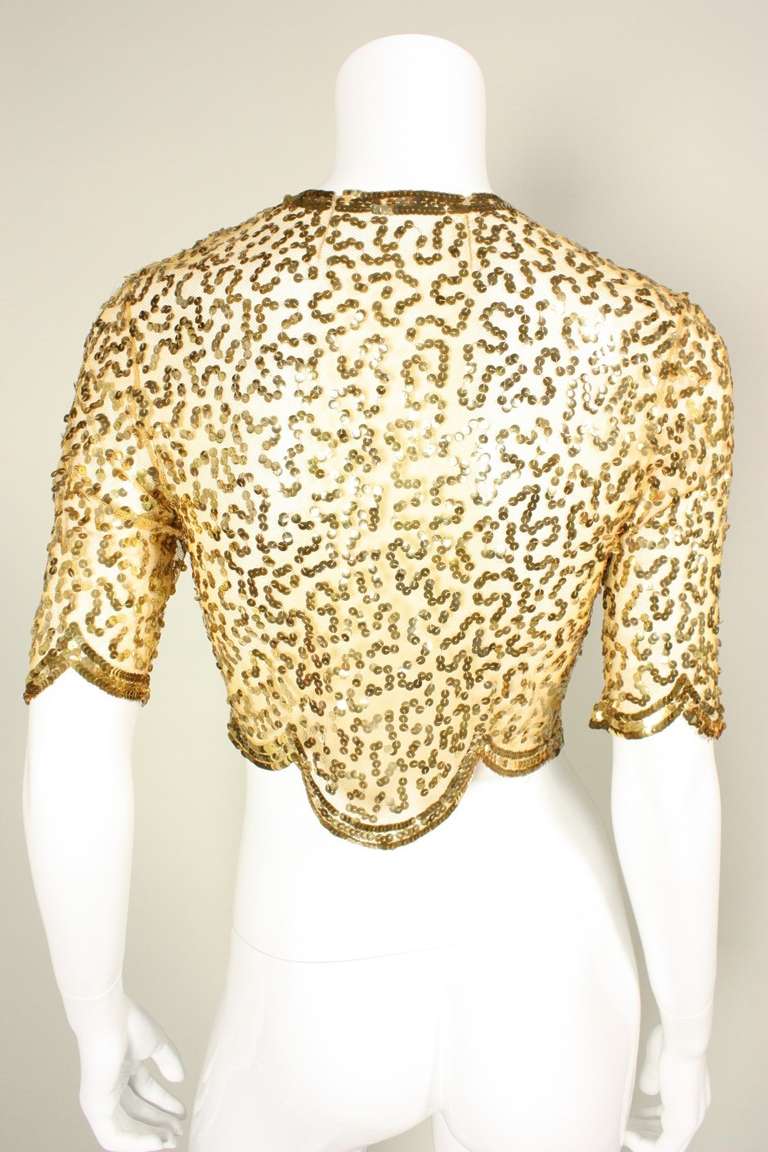 Women's 1930's Made in France Gold Sequined Bolero