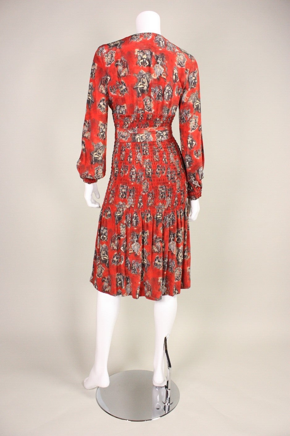 VIntage Jean Paul Gaultier Dress with Burlesque Print In Excellent Condition For Sale In Los Angeles, CA