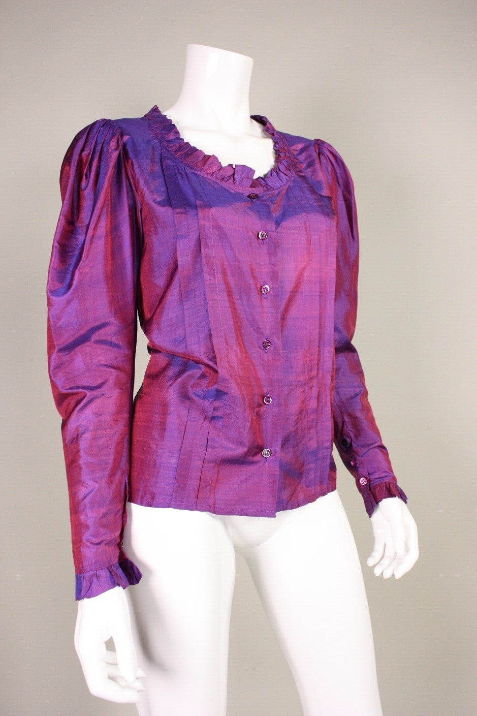 Yves Saint Laurent Silk Blouse with Ruffle Detail, 1970s