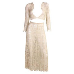 Vintage Cream Cotton Lace Ensemble, 1930s 