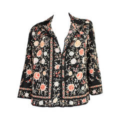 Antique 1920's Silk Jacket with Floral Embroidery