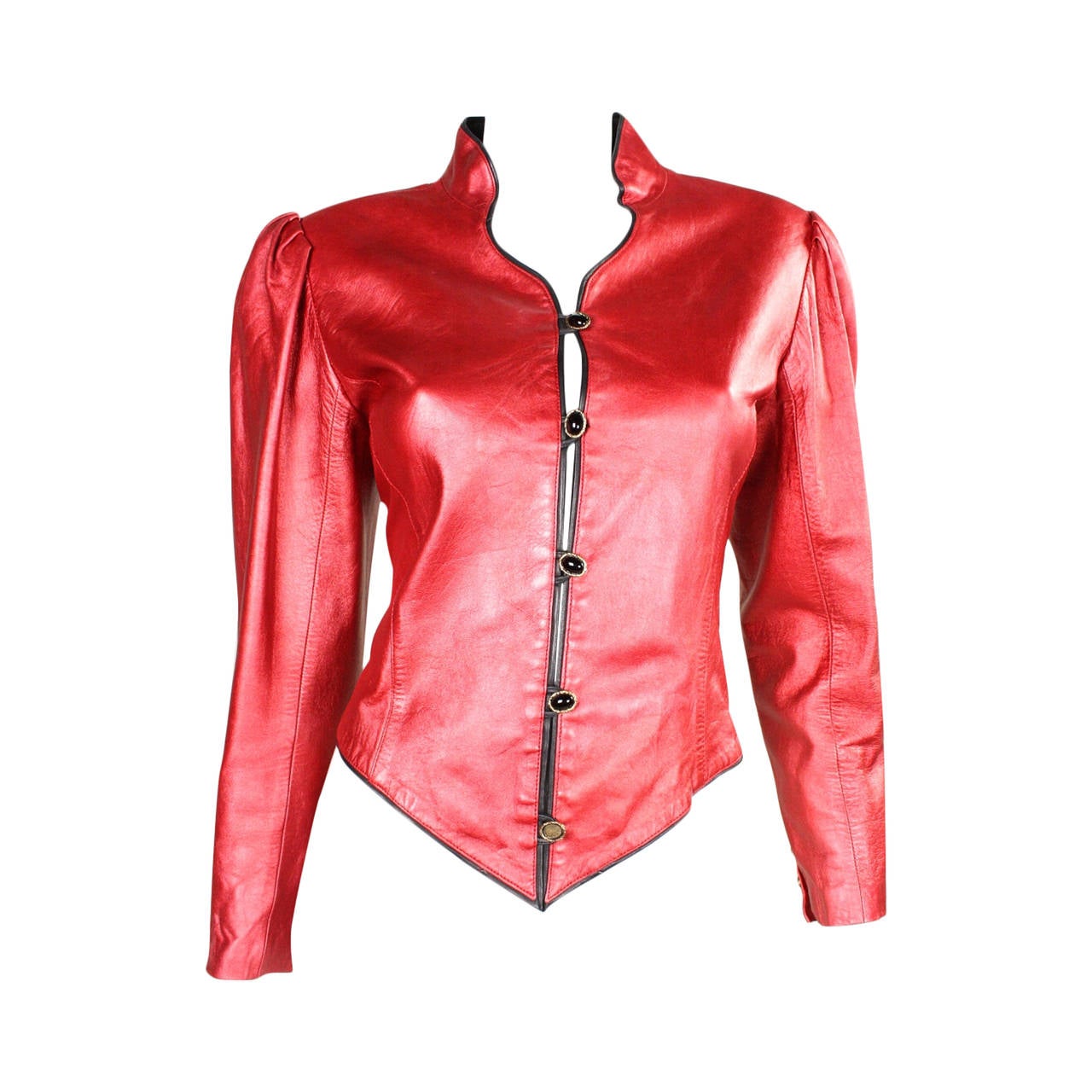 Ungaro Metallic Red Leather Jacket, 1980s  For Sale