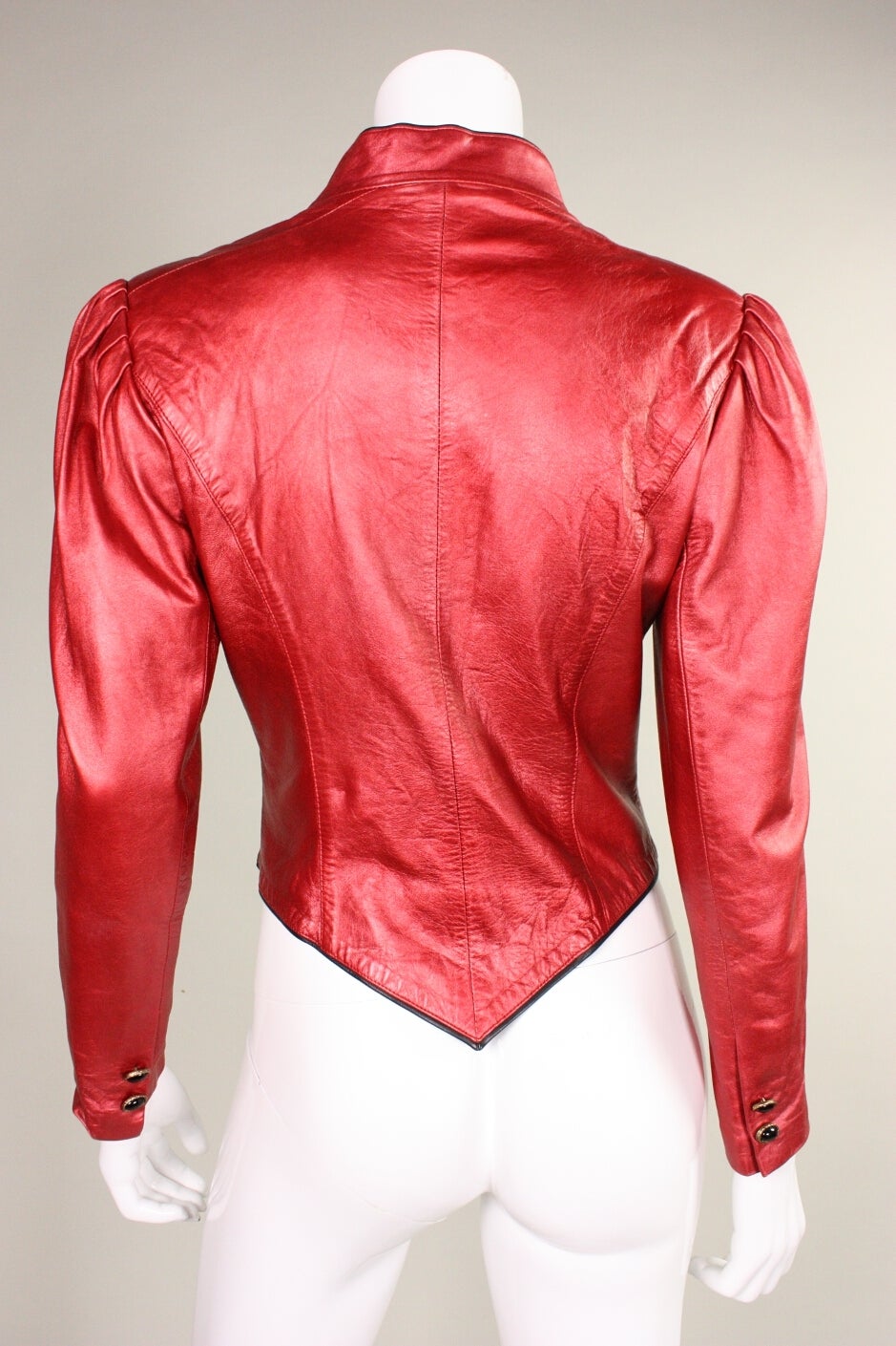 Women's Ungaro Metallic Red Leather Jacket, 1980s  For Sale
