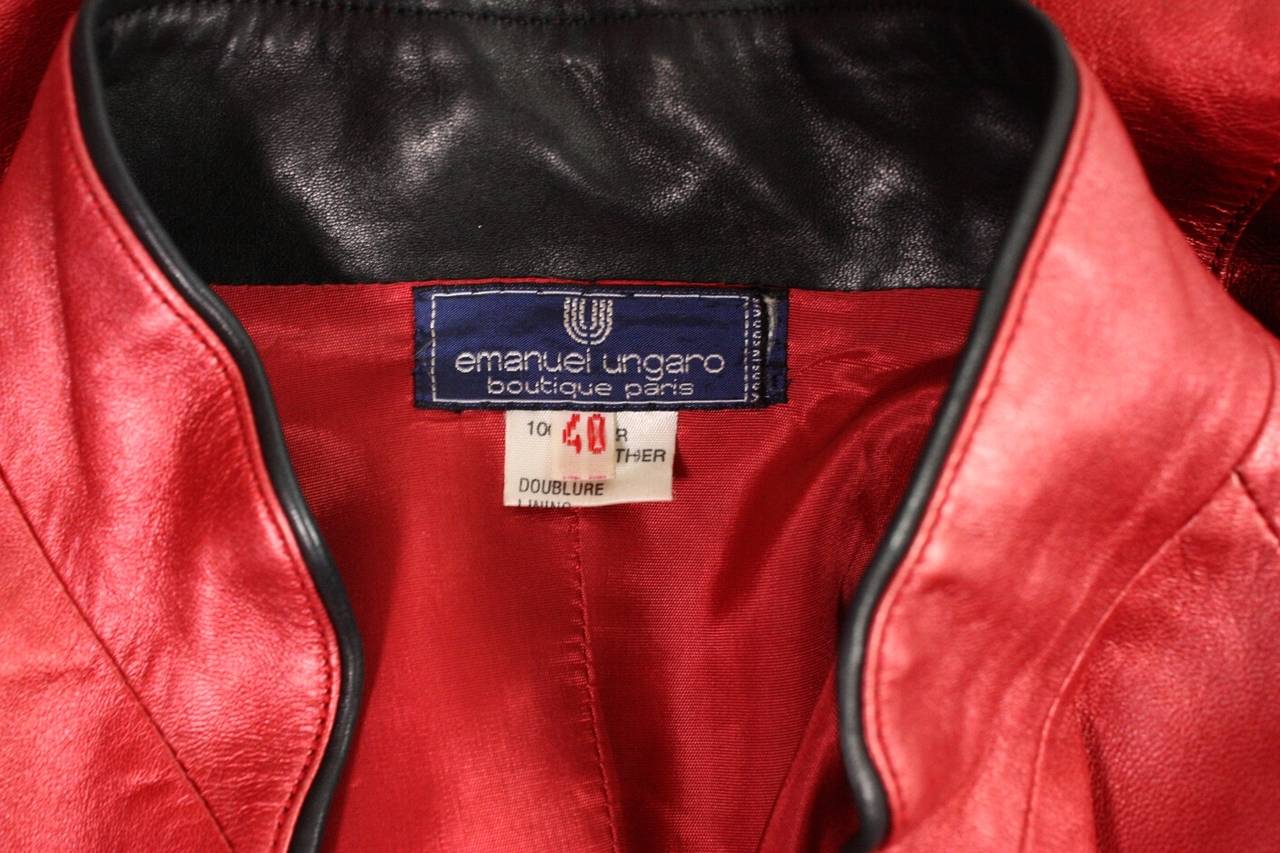 Ungaro Metallic Red Leather Jacket, 1980s  For Sale 3