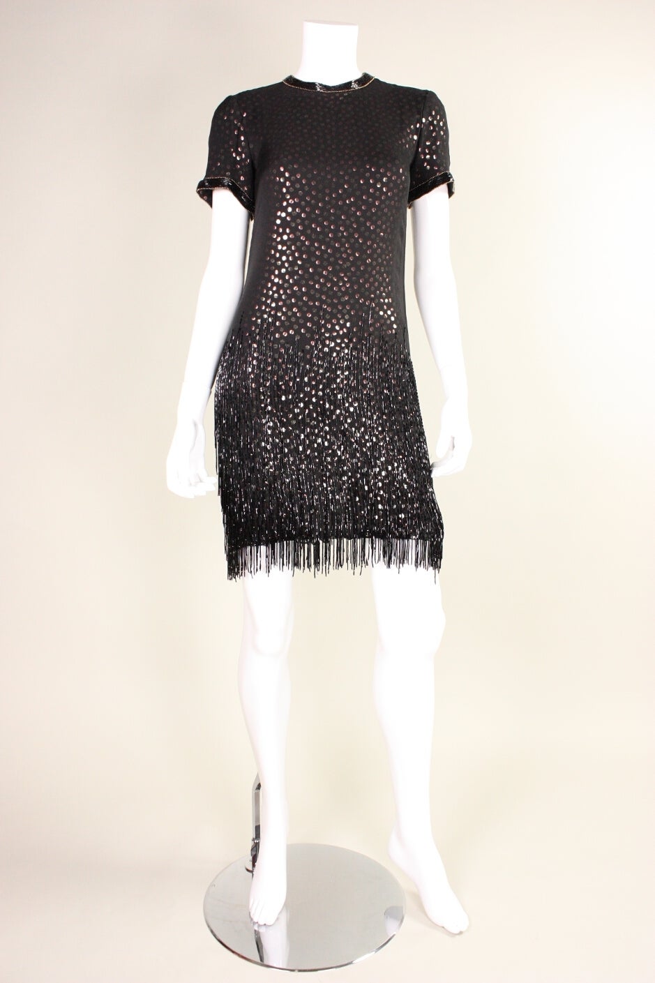 1980s Bob Mackie Sequined Dress with Beaded Fringe