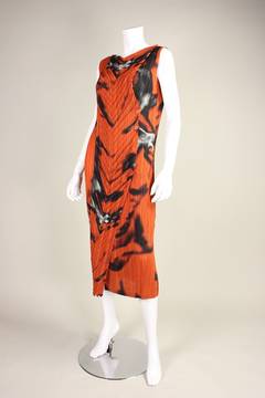 Issey Miyake Pleated Dress with Abstract Print