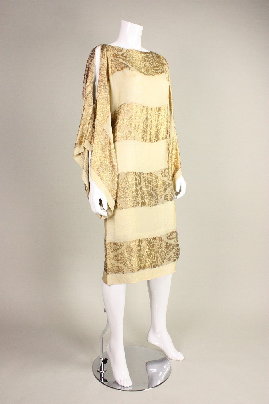 Beige 1920's Lame Jacquard Tunic Dress