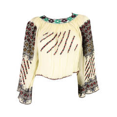 1930's Eastern European Embroidered Blouse with Geometric Motif