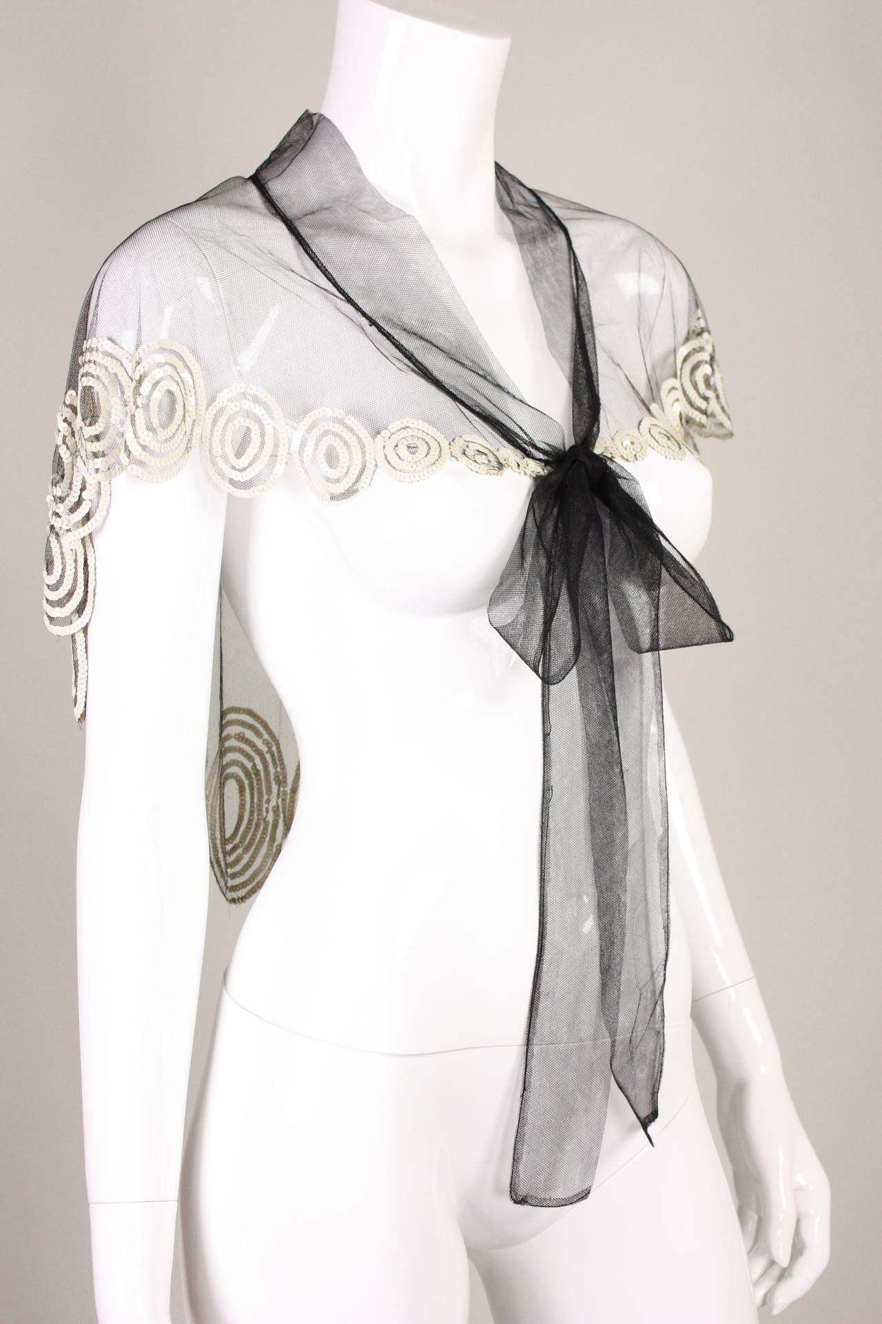 Gray 1930's Sequined Net Capelet