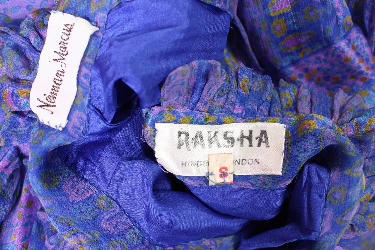 1970's Raksha Printed Silk Chiffon Gown For Sale 5