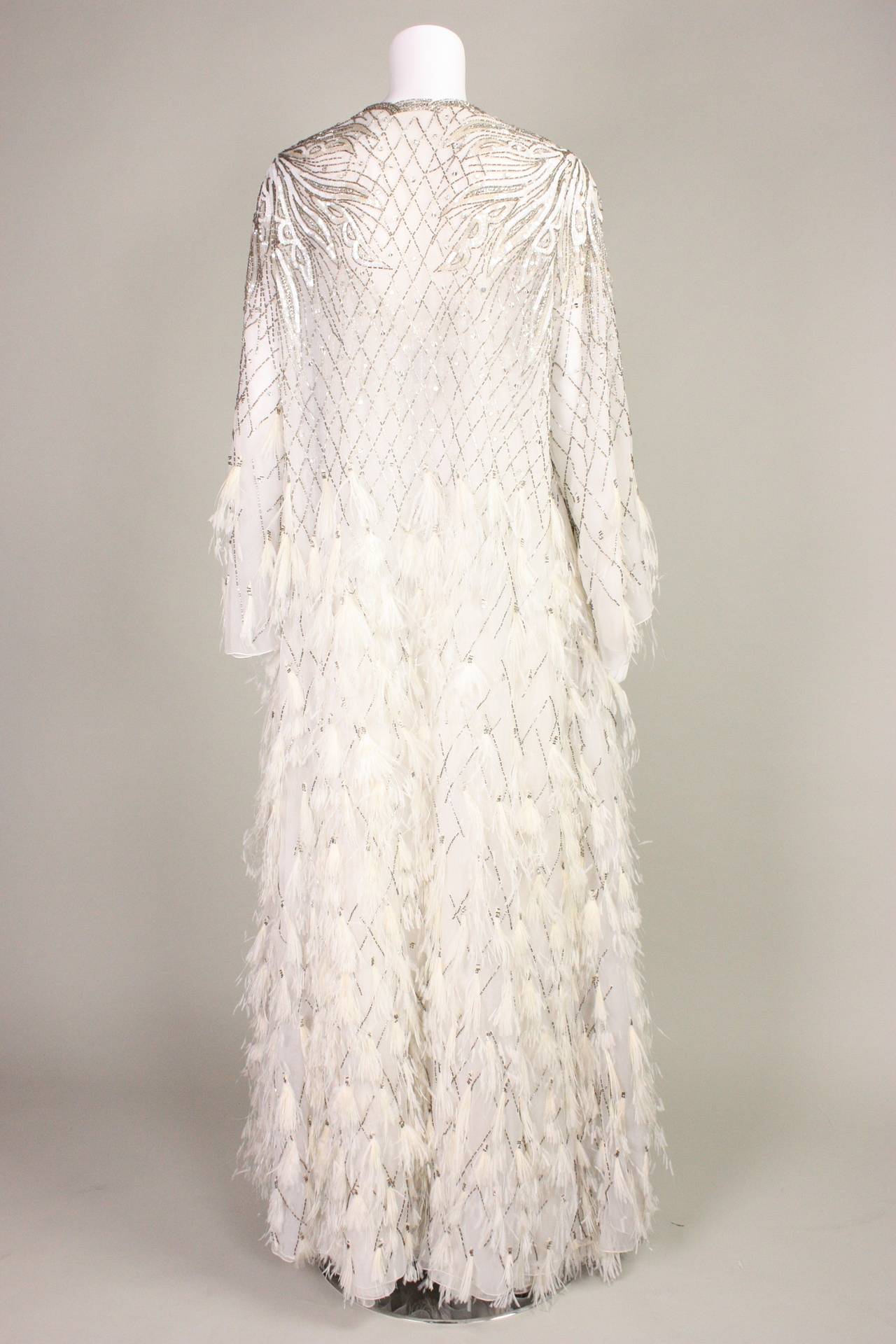Women's Ruben Panis Feathered Chiffon Gown & Coat