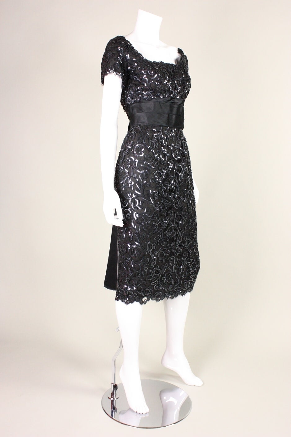 Women's 1950's Maxwell Shieff Sequined Lace Cocktail Dress