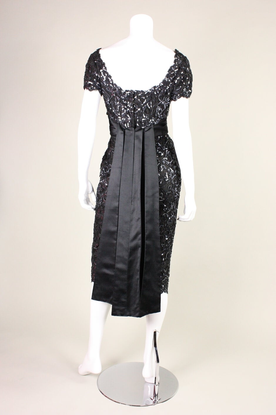 1950's Maxwell Shieff Sequined Lace Cocktail Dress 2
