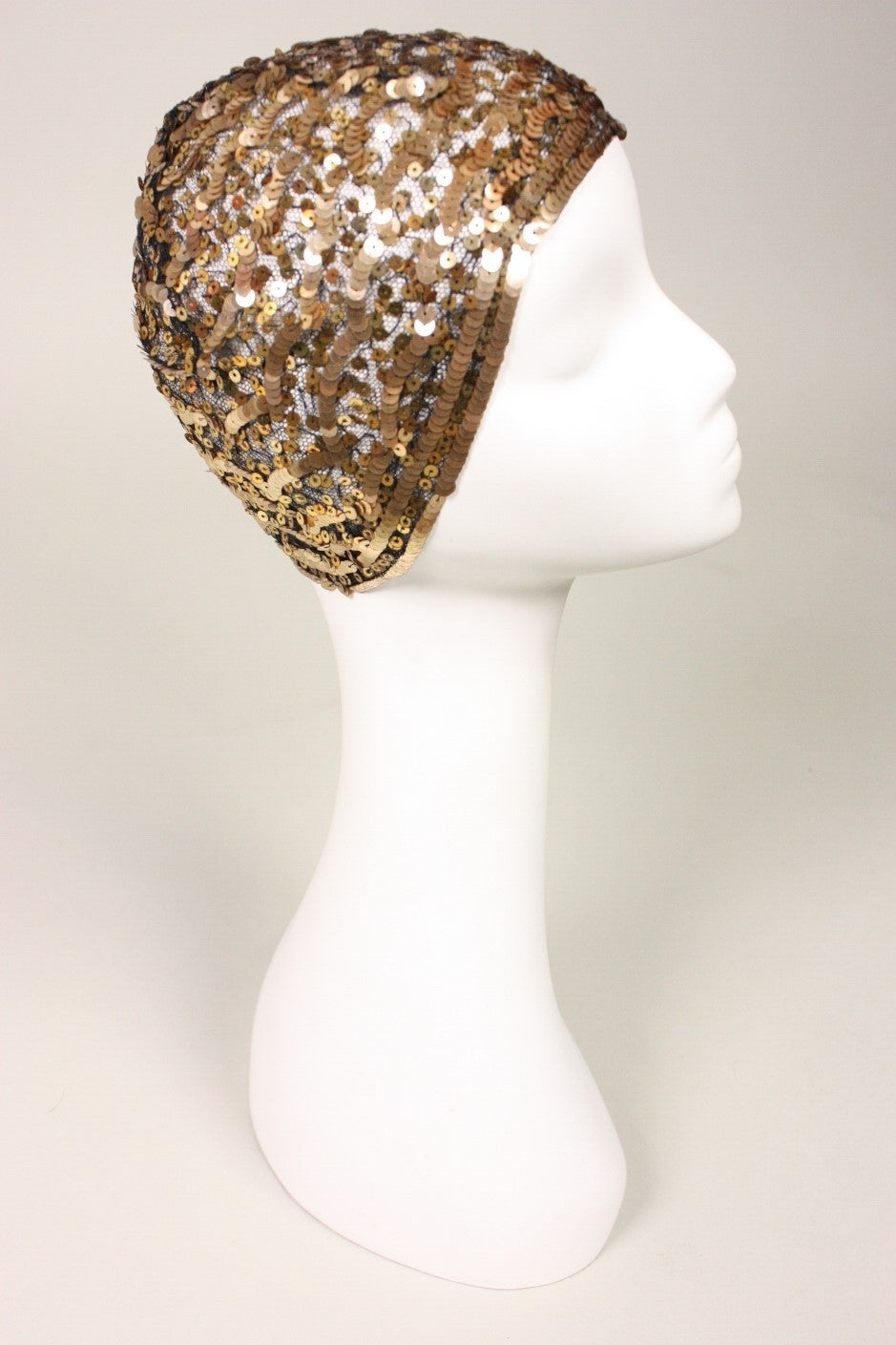 Brown Sequined Skull Cap, 1930s  For Sale