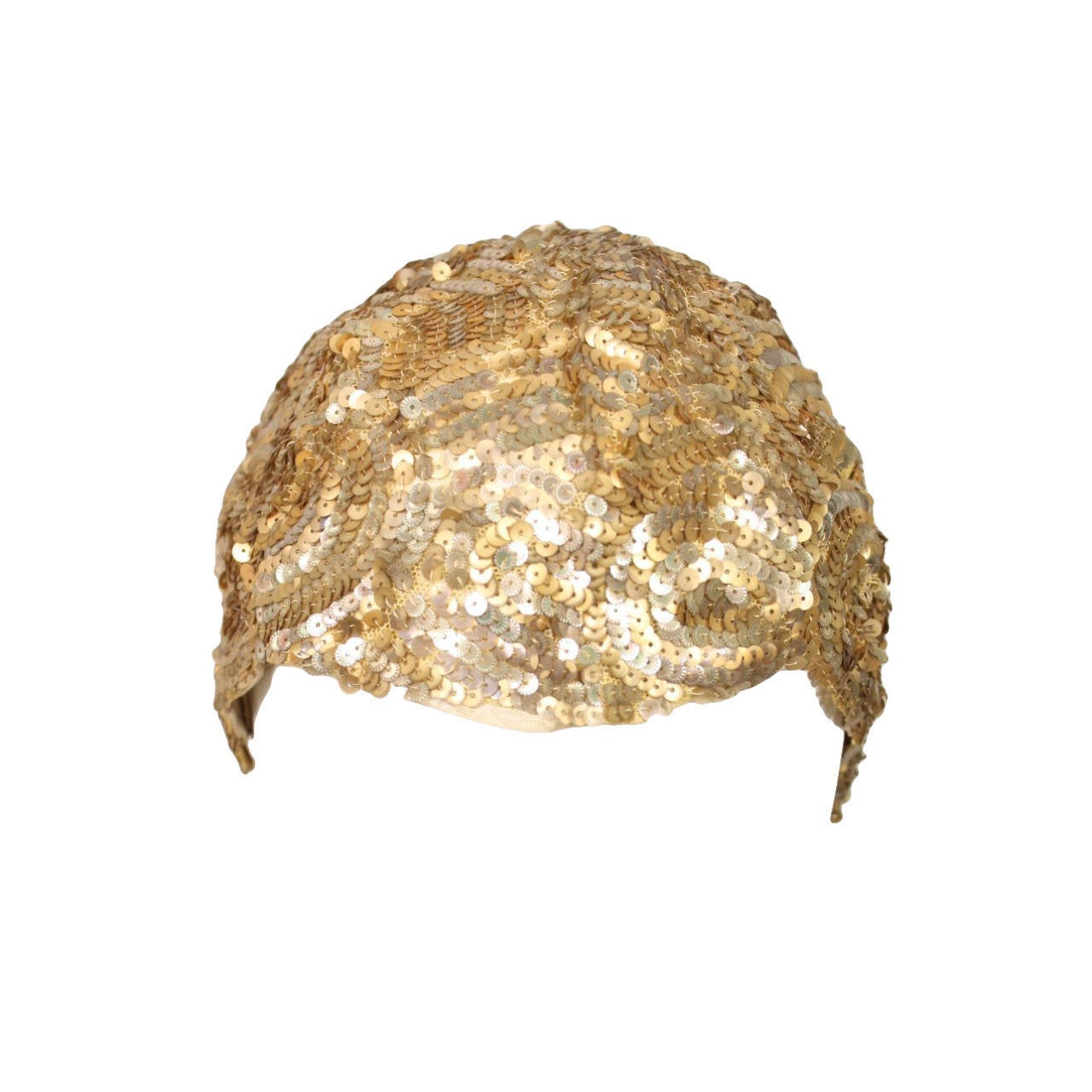 Skull Cap Encrusted with Gold Sequins, 1930s  For Sale