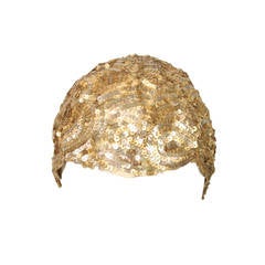 Skull Cap Encrusted with Gold Sequins, 1930s 