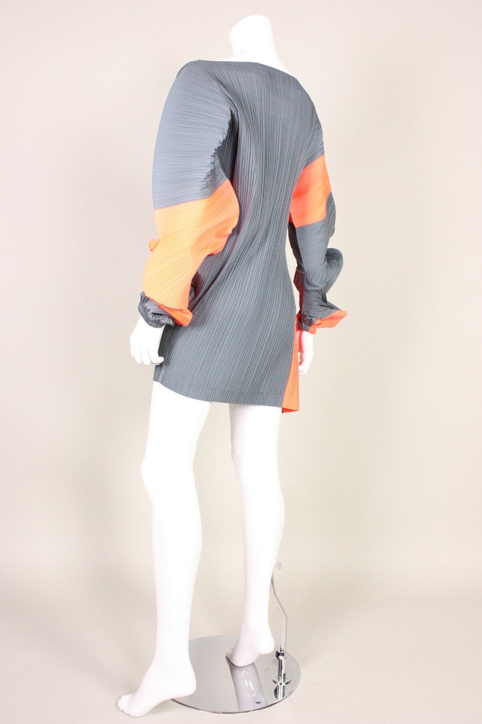 Issey Miyake Colorblocked Pleated Mini Dress, 1990s  For Sale 1