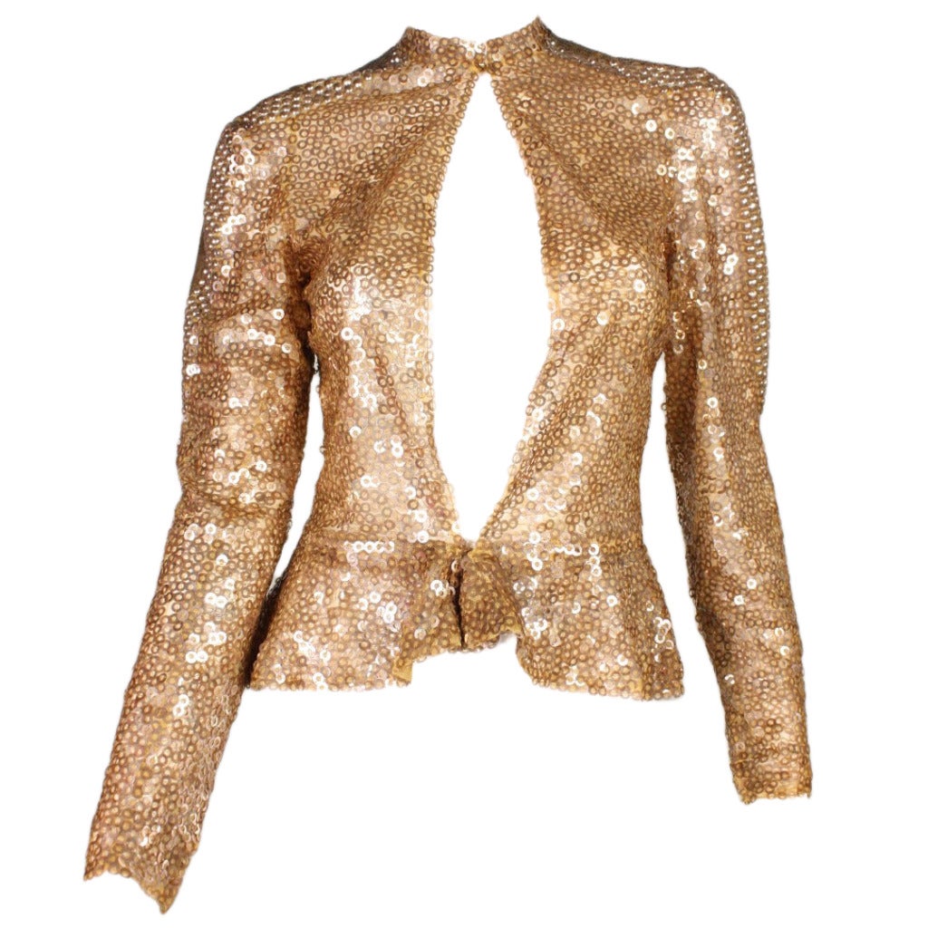 1930's Sparkling Gold Sequined Jacket at 1stDibs