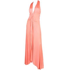 1970's Holly's Harp Coral Jersey Gown