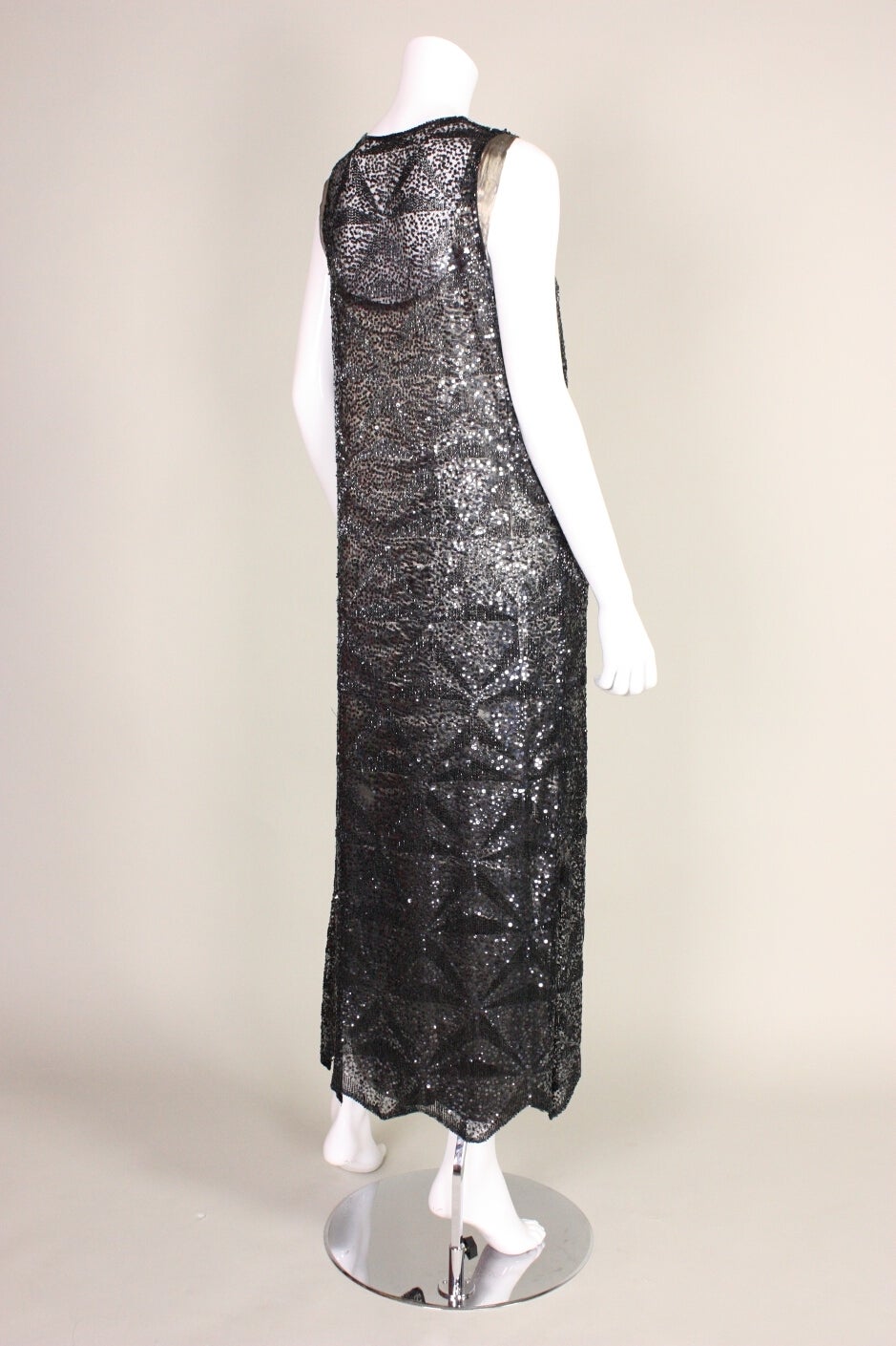 Women's 1920's Sequined & Beaded Dress with Lamé Slip