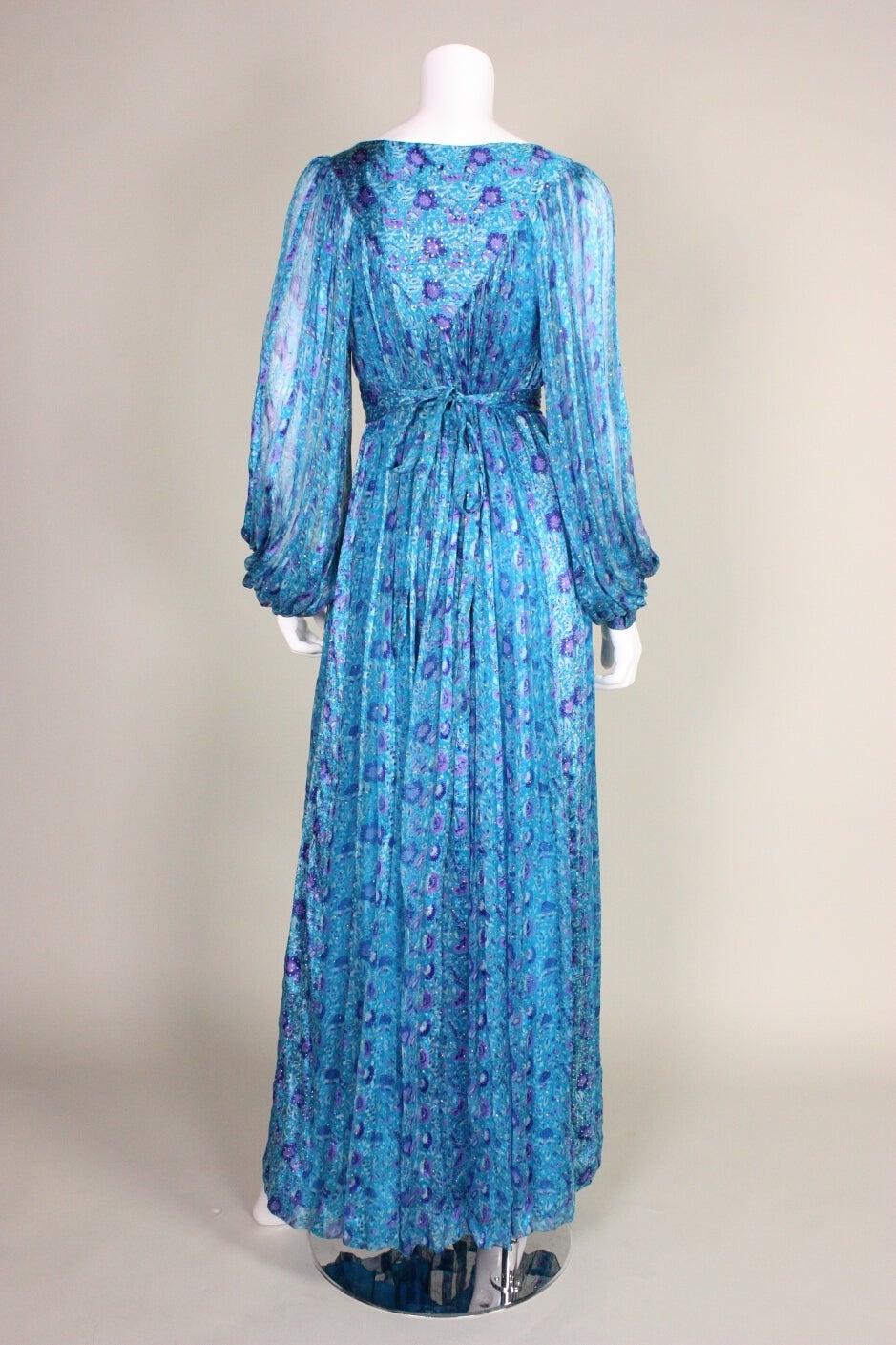 Women's 1970's Raksha Silk Chiffon Maxi Dress