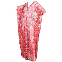 1970's Red Silk Chiffon Sequined Caftan