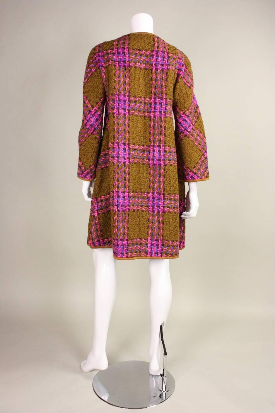 1960s Bonnie Cashin Wool Coat with Suede Trim In Excellent Condition For Sale In Los Angeles, CA