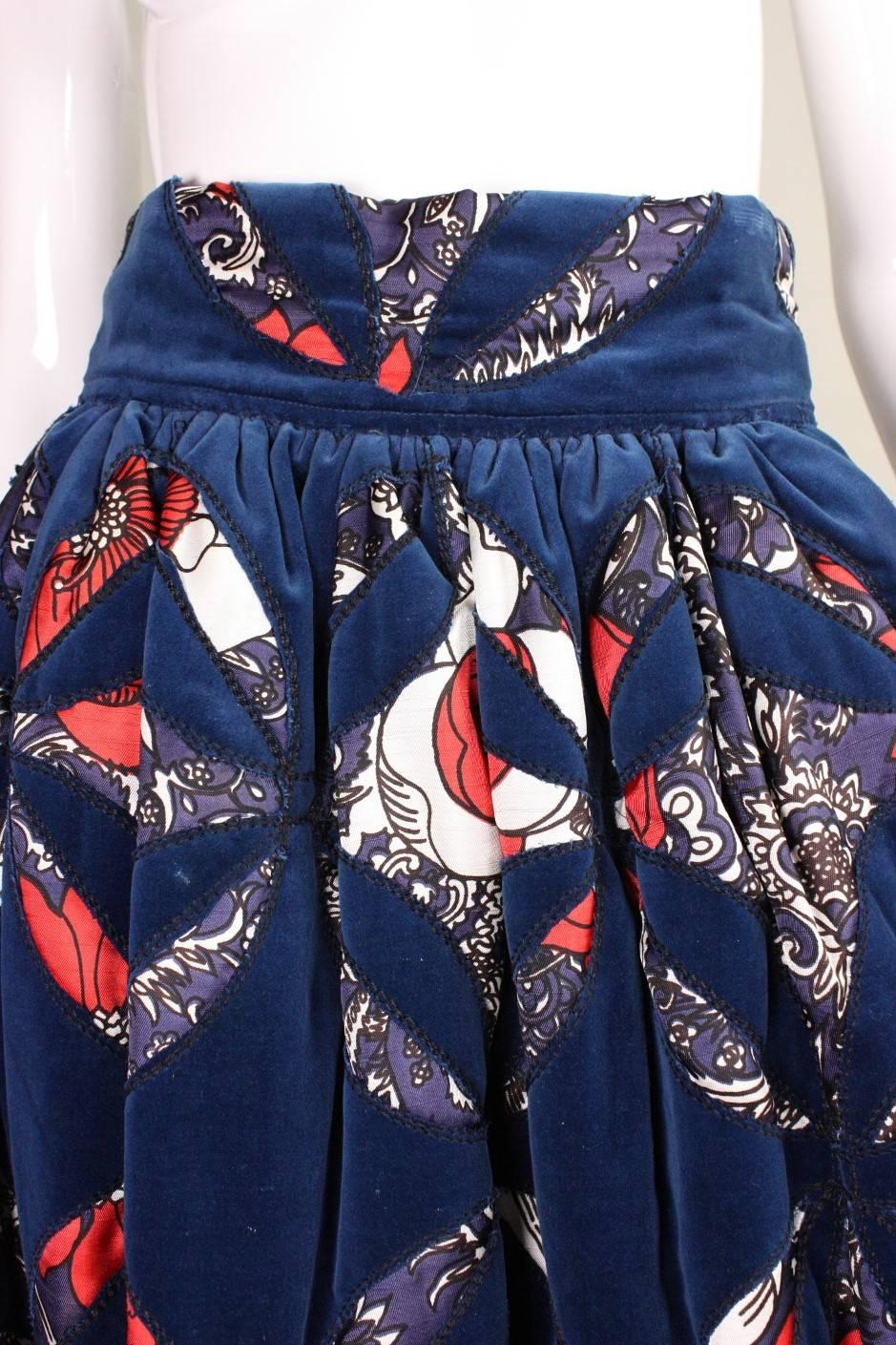 Women's 1970's Adolfo Velvet Patchwork Maxi Skirt