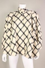 1980's Emanuel Ungaro Wool Check Swing Coat