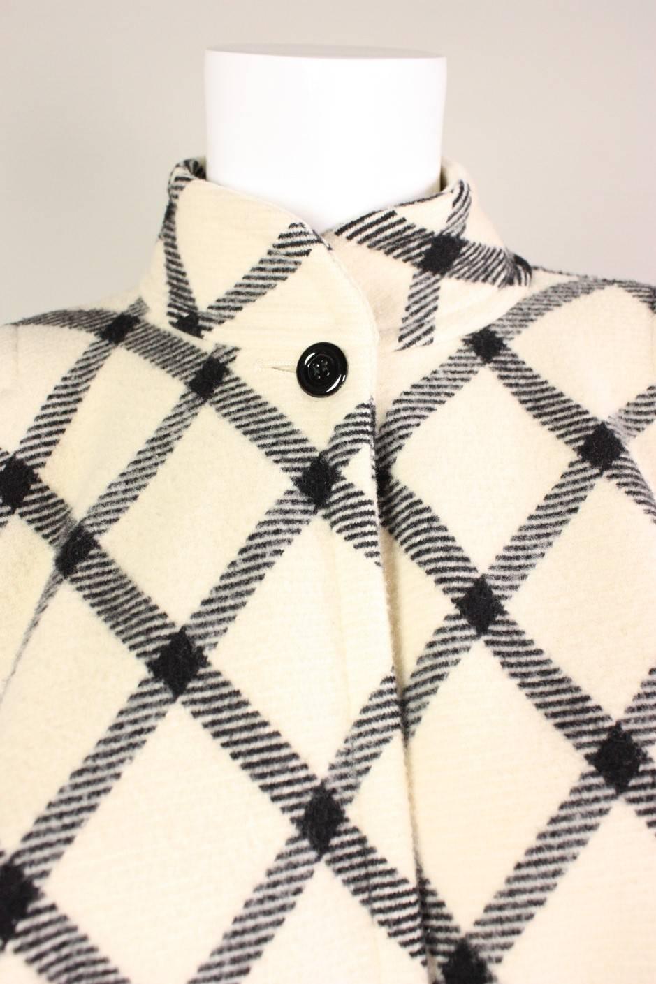 Women's 1980's Emanuel Ungaro Wool Check Swing Coat For Sale