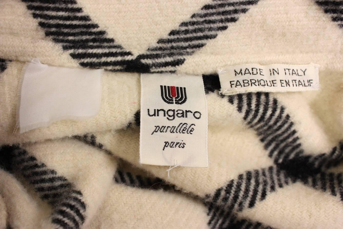 1980's Emanuel Ungaro Wool Check Swing Coat For Sale 3