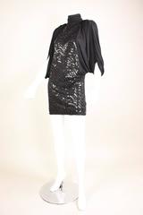 1980's Black Sequined Jersey Dress