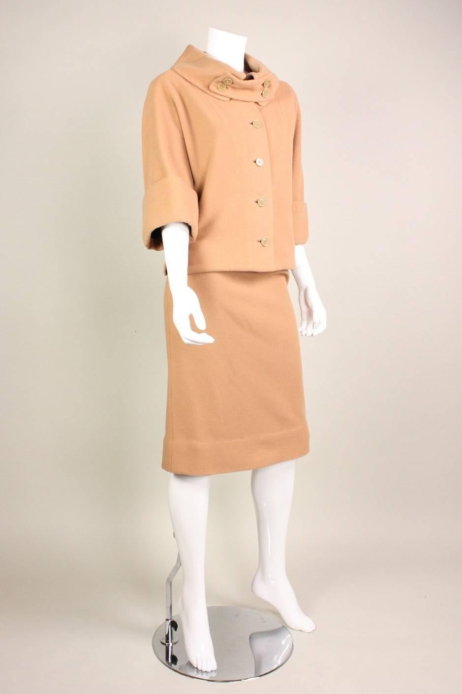 Orange 1950's Rudi Gernreich for Walter Bass Wool Skirt Suit
