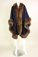 Bergdorf Goodman Fur Trimmed Wool Cape