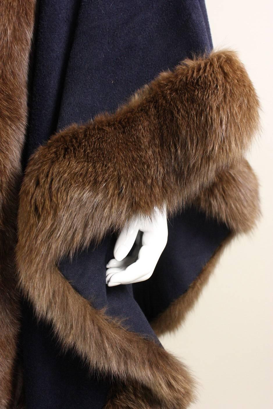 Bergdorf Goodman Fur Trimmed Wool Cape 2
