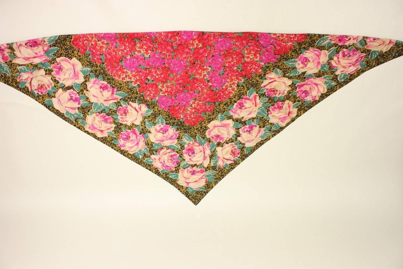 1980's Emanuel Ungaro Floral Shawl In Excellent Condition In Los Angeles, CA