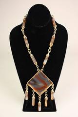 1970's Gold-Toned Agate Statement Necklace
