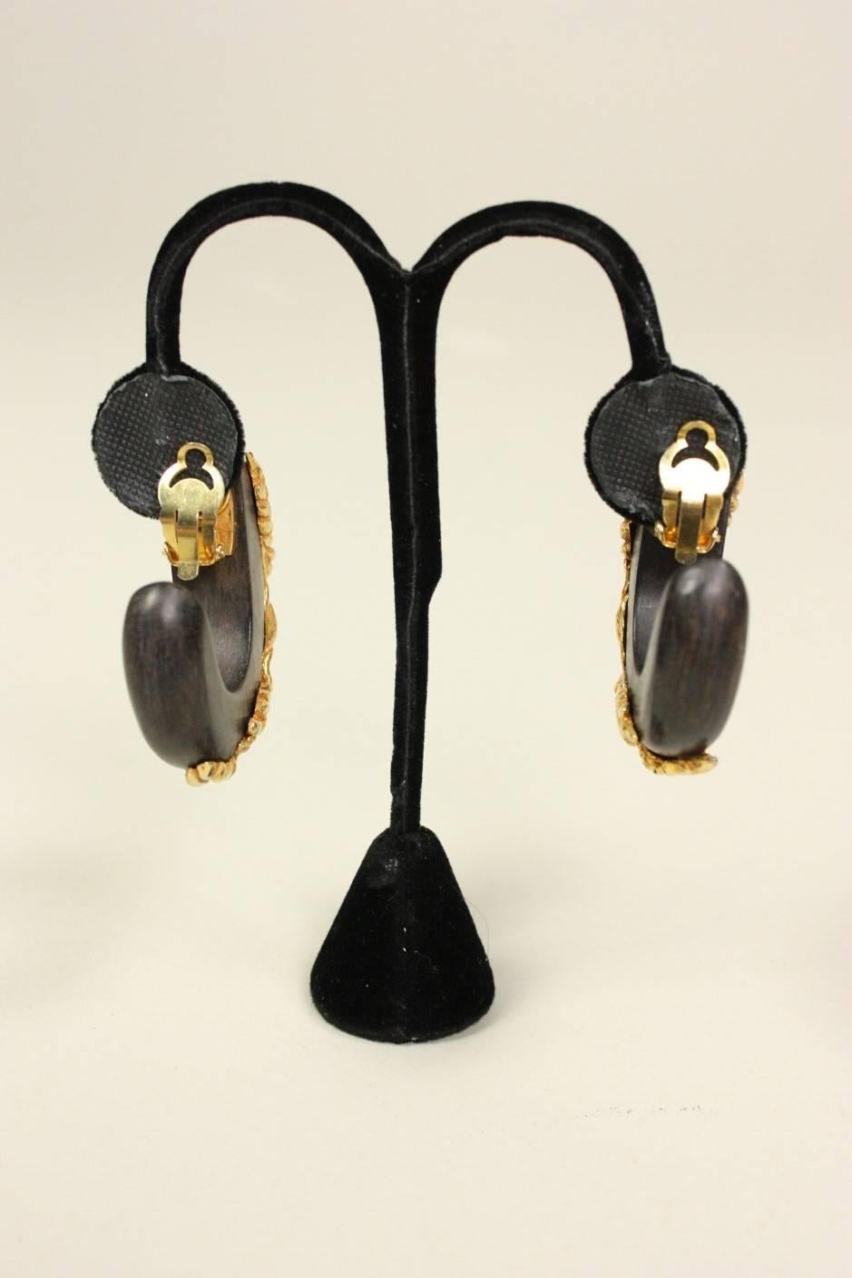 Dominique Aurientis Wood Hoop Earrings 1