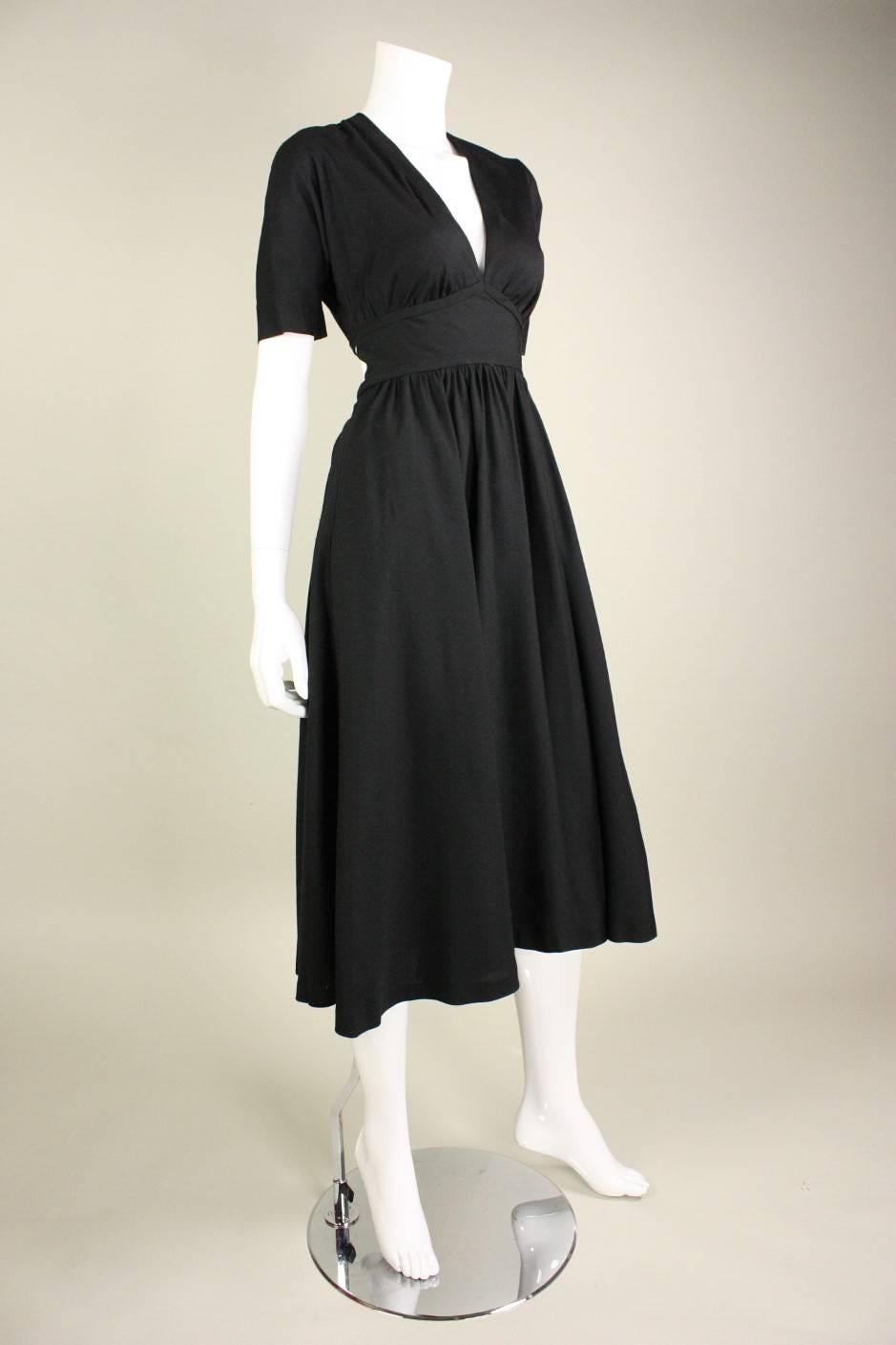 1970's Halston Black Dress with Open Cape Back In Excellent Condition In Los Angeles, CA