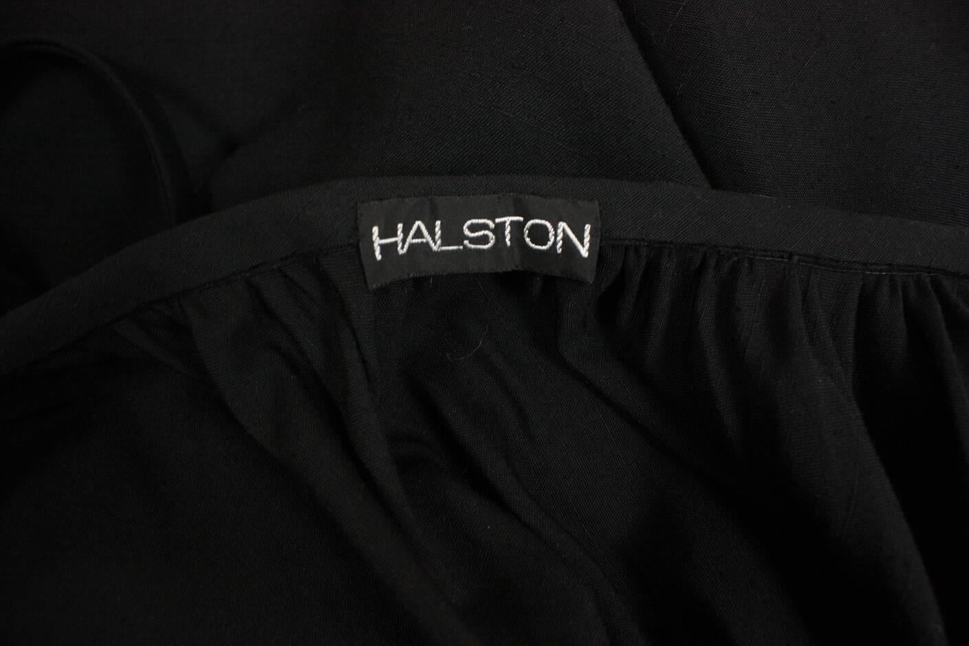 1970's Halston Black Dress with Open Cape Back 3